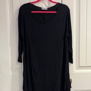 Larace Women's Black Tunic Top - XL - 3/4 Sleeve, Soft Rayon Blend